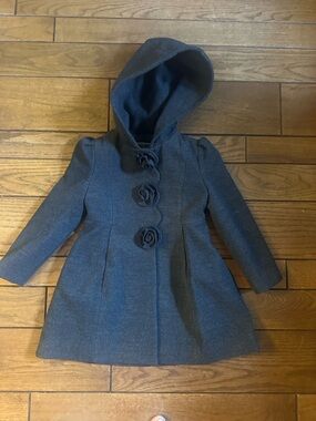 Rothschild Navy Hooded Pea Coat with Rosette Buttons